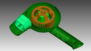 Reverse Engineering - Haartrockner Gehäuse  - virtueller Zusammenbau 6 Bauteile