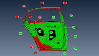 Eine Darstellung über definierte Oberflächen Toleranz-Zonen ermöglicht eine Darstellung in i.O (in Ordnung) oder n.i.O (nicht in Ordnung).