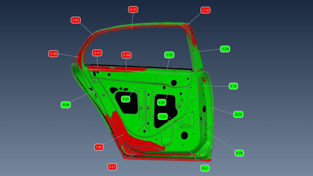 Eine Darstellung über definierte Oberflächen Toleranz-Zonen ermöglicht eine Darstellung in i.O (in Ordnung) oder n.i.O (nicht in Ordnung).