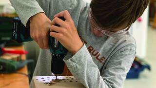 Drilling holes for the insect hotel
